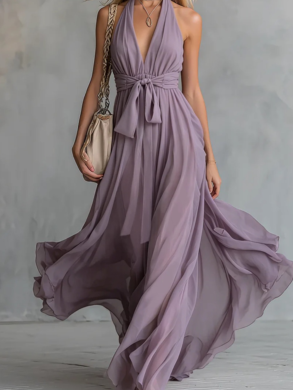 Oyrosy Flowy Halter Dress